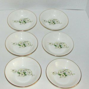Georgian China Spring Blossom 6 Small Dessert Bowls Mid-century Cottagecore